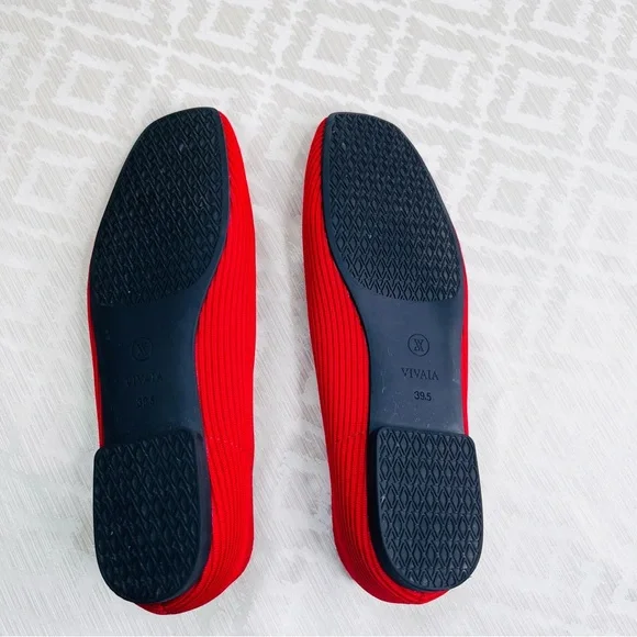 Vivaia Margot Square-Toe V-Cut Flats Red Size 39.5 or 8.5 US - Picture 6 of 8
